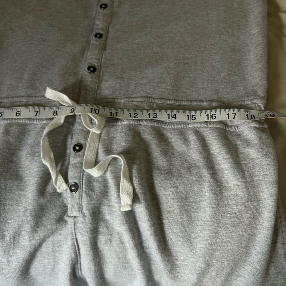 Aerie Weekend Sweatsuit Jumpsuit Gray Drawstring Wide Leg Button Women Size XL - Picture 9 of 10